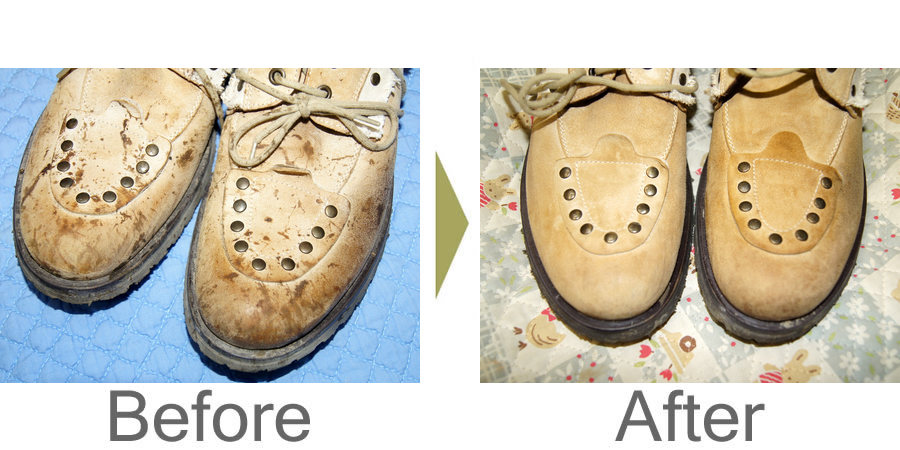 ヌバック 革靴 泥はねのシミ