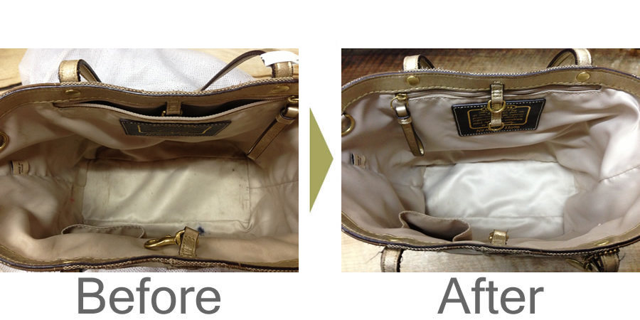 コーチ バッグ 内側のシミ 丸洗い