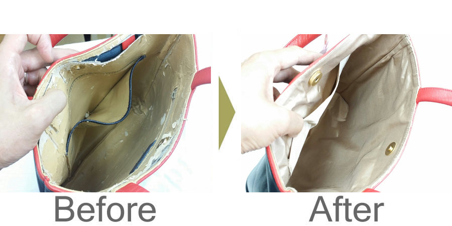 カバン 裏地の劣化 張替
